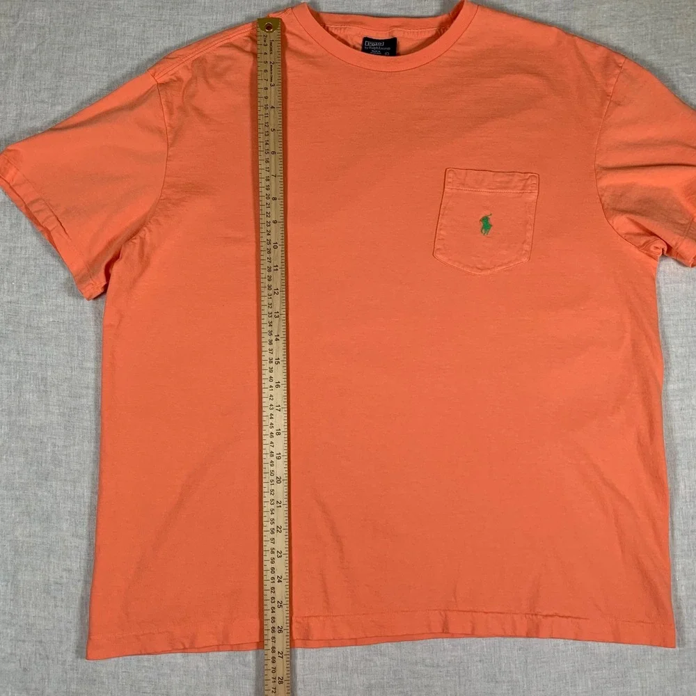 Polo Ralph‎ Lauren Pocket T-Shirt Mens L Orange Excellent Short Sleeve Cotton